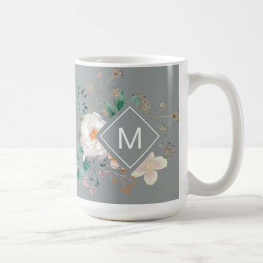 Chic Botanical Monogrammed Coffee Mok (Rechts)