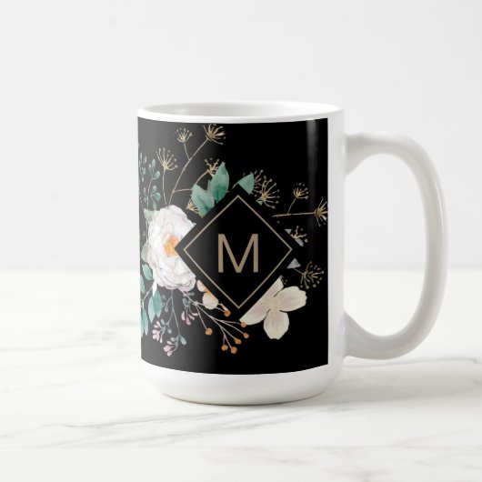 Chic Botanical Monogrammed Coffee Mok (Rechts)