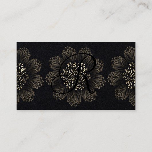 Chic Botanical Ornamental Gold en Premium Black Visitekaartje (Voorkant)