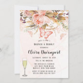 Chic Botanical Peony Butterfly Brunch & Bubble Kaart (Voorkant)
