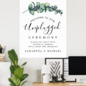 Chic Botanical Unplugged Wedding Ceremony Sign Poster (Thuiskantoor)