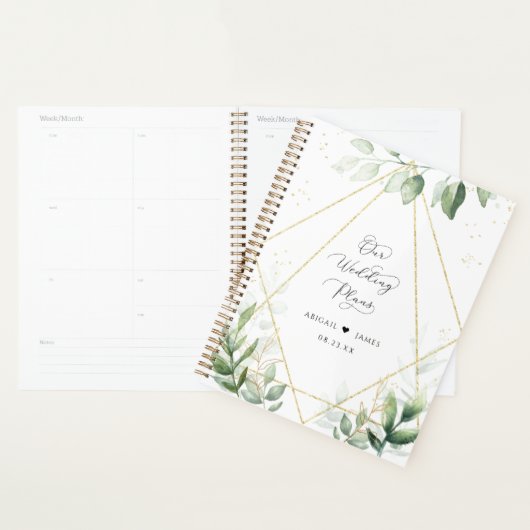 Chic Botanical Waterverf Foil Geometric Wedding Planner (Display)