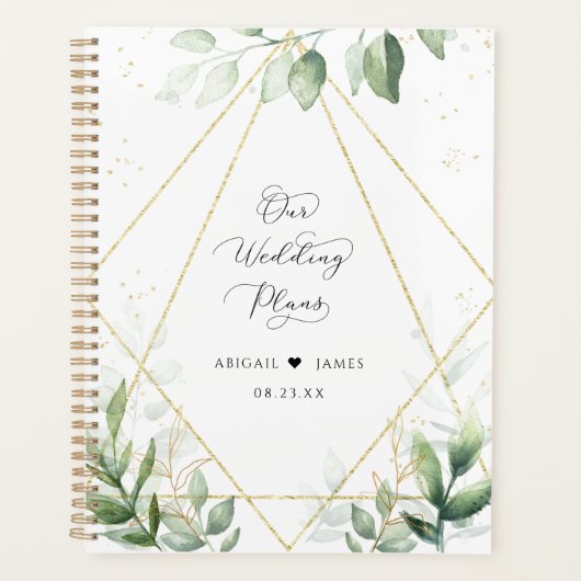 Chic Botanical Waterverf Foil Geometric Wedding Planner (Voorkant)