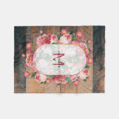 Chic Botanical  Wreatinmonogram Hout Fleece Deken (Voorkant (Horizontaal))