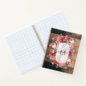Chic Botanical  Wreatinmonogram Hout Notitieboek (Binnen)