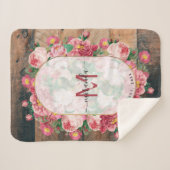 Chic Botanical  Wreatinmonogram Hout Sherpa Deken (Voorkant (horizontaal))