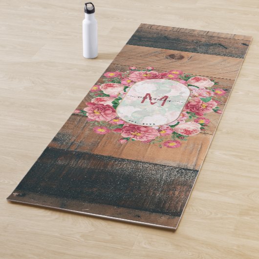 Chic Botanical Wreatinmonogram Hout Yogamat (In situ)