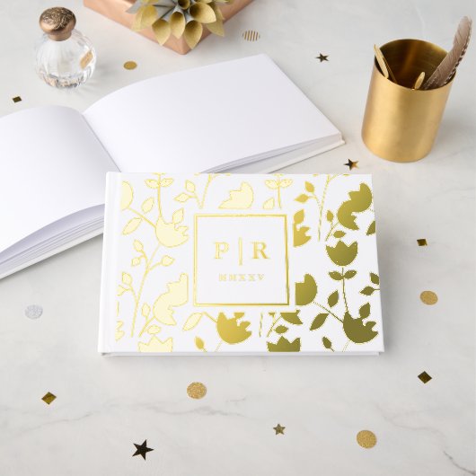 Chic Botanique Floral Imprimer Monogramme Mariage (Recto ouvert)