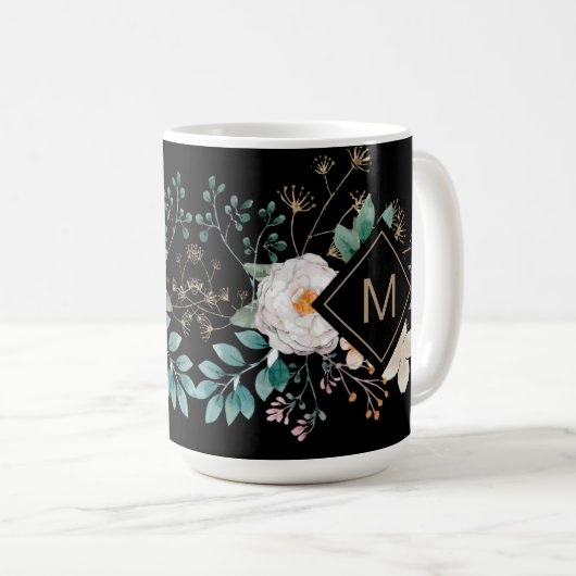 Chic Botanique Monogramme Café Mug (Devant droit)