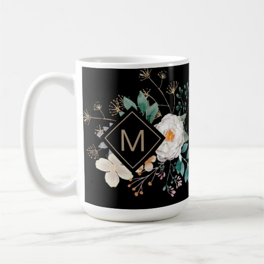 Chic Botanique Monogramme Café Mug (Gauche)