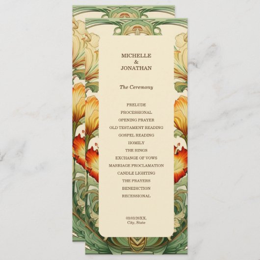 Chic Botanische Art Nouveau Alfonse Mucha Programma (Voorkant / Achterkant)