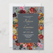 Chic botanische grijze bruiloft uitnodiging (Voorkant)