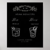 Chic Botanische kam Handtekening Drink bruiloft Te Poster (Voorkant)