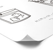 Chic Botanische kam Handtekening Drink bruiloft Te Poster (Hoek)