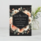 Chic botanische perzik bruiloft save the date (Staand voorkant)