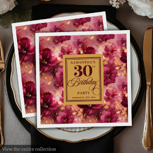 Chic Bourgogne Blush Goud 30e Verjaardag Tafel Servet
