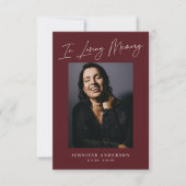 Chic Bourgogne dans l'amour Carte photo mémorial (Devant)