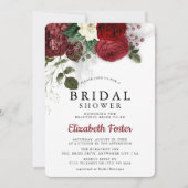 Chic Bourgogne & Fleurs Blanches Invitation de Mar (Devant)