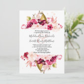Chic Bourgogne & Fleurs Roses Invitations de maria (Debout devant)