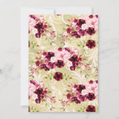 Chic Bourgogne & Fleurs Roses Invitations de maria (Dos)