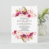 Chic Bourgogne & Fleurs Roses Invitations de maria (Debout devant)