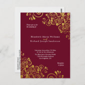 Chic Bourgogne Gold Wedding Invitation RSVP Briefkaart (Voorkant / Achterkant)