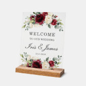 Chic Bourgogne Ivory Floral Mariage Bienvenue (Angle)