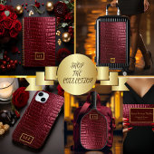 Chic Bourgogne Rouge Faux Crocodile Business Plann