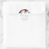 Chic Bourgondië Florals Script Dank u Afstuderen Ronde Sticker (Tas)