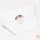 Chic Bourgondië Florals Script Dank u Afstuderen Ronde Sticker (Envelop)