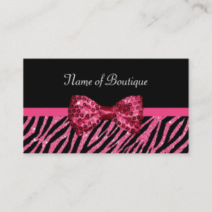 Chic Boutique Roze Zebra Print FAUX Glitz Bow Visitekaartje