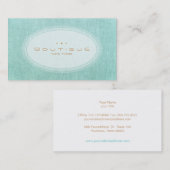 Chic Boutique Simple Turquoise Blue Linen look Visitekaartje (Voorkant / Achterkant)