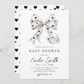 Chic Bow Coquette & hart Baby shower Kaart (Voorkant / Achterkant)