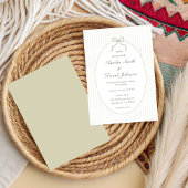 Chic Bow Minimalist Stripe Green Wedding  Kaart