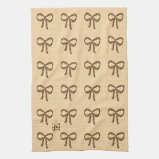 Chic Bow Motif crème Beige Serviette de cuisine (Vertical)