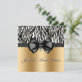 Chic Bowed Zebra Print Invite [Gold] Kaart (Staand voorkant)