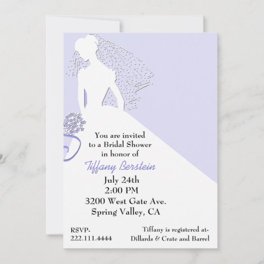 Chic Bride dans Veil Invitation de douche nuptiale (Devant)