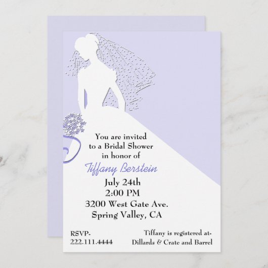 Chic Bride dans Veil Invitation de douche nuptiale (Devant / Derrière)