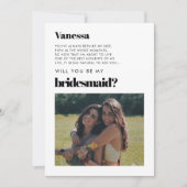 Chic Bridesmaid-fotovoorstelkaart Kaart (Voorkant)