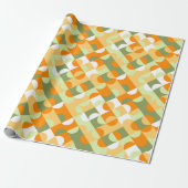 Chic Bright Green Sunny Oranje Circles Art Patroon Cadeaupapier (Uitgerold)