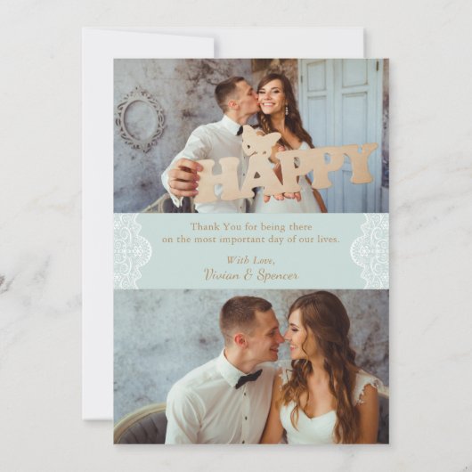 Chic Bright Mint Faux Gold Script Merci photo (Dos)