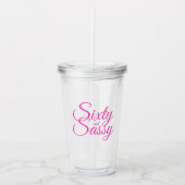 Chic Bright roze script 60e verjaardag Acryl Drinkbeker (Voorkant)