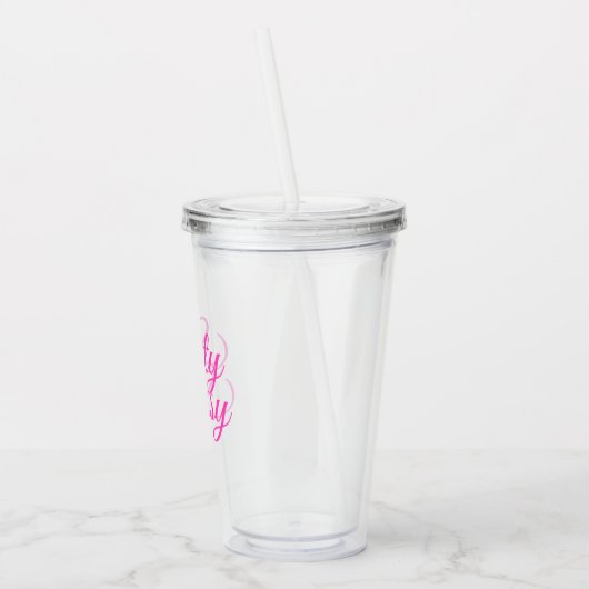 Chic Bright roze script 60e verjaardag Acryl Drinkbeker (Links)