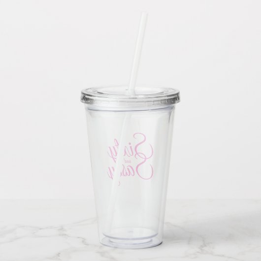 Chic Bright roze script 60e verjaardag Acryl Drinkbeker (Achterkant)