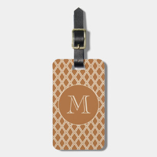 Chic Bronze Ivory Diamond Pattern Monogram Bagagelabel