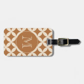 Chic bronzen ivoor geometrisch patroon monogram bagagelabel (Voorkant horizontaal)