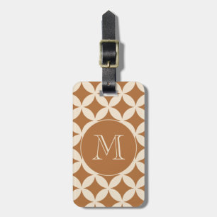 Chic bronzen ivoor geometrisch patroon monogram bagagelabel