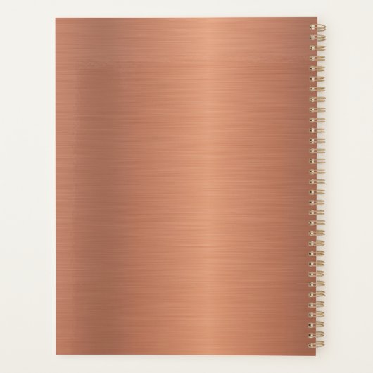 Chic brossé cuivre métal Monogramme blanc Script (Dos)