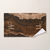 Chic Brown Blush Glitter Agate Custom Monogram Bad Handdoek (Handdoek)