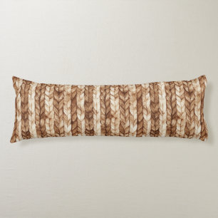 Chic Brown Cream Faux geweven strepen Lichaamskussen
